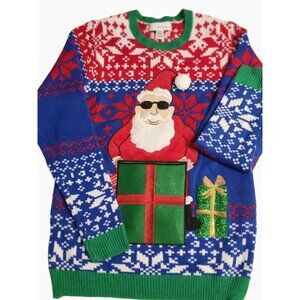 Christmas Sweater by Jolly Red White Blue Cool Santa in Black Shades